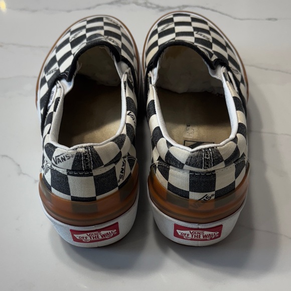 Vans Women's Checkered Slip-On Sneakers - Black, White, and Brown - Picture 7 of 15